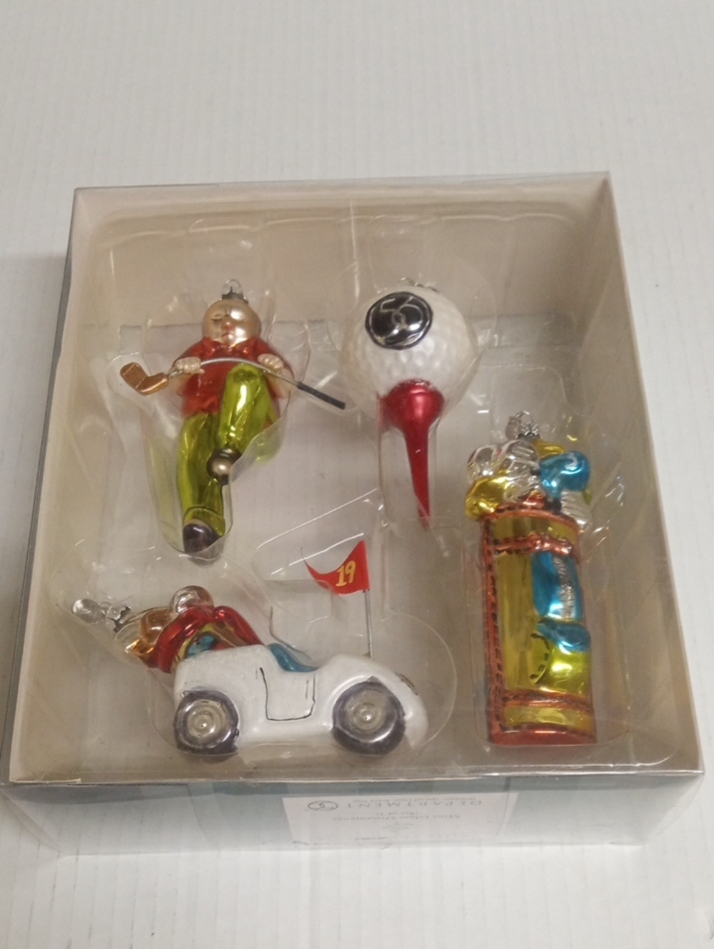 Glass Ornaments GOLF Lover Ball Golf Cart Clubs Golfer Gift Set Dept. 56